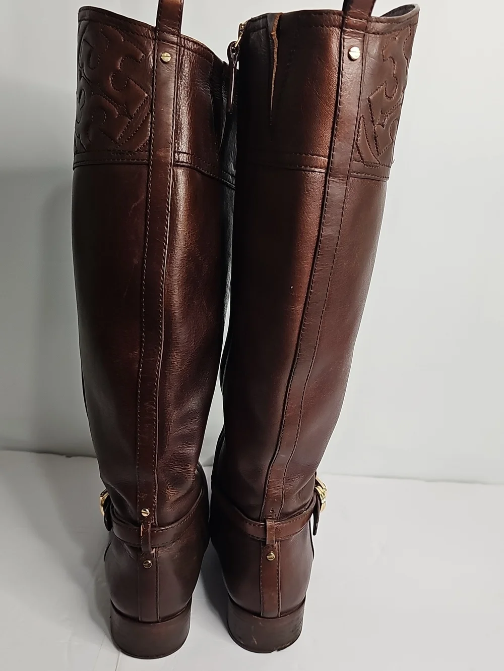 Tory Burch  Simone Dark Brown Leather Over-the-Knee Riding Boots.
